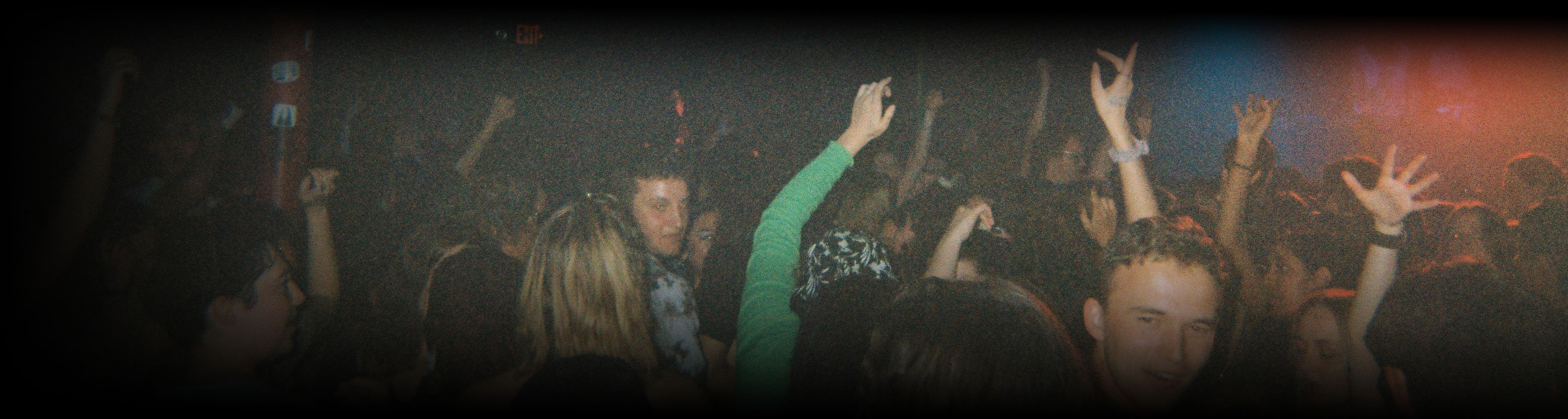 A crowded dancefloor at a WXYC event.